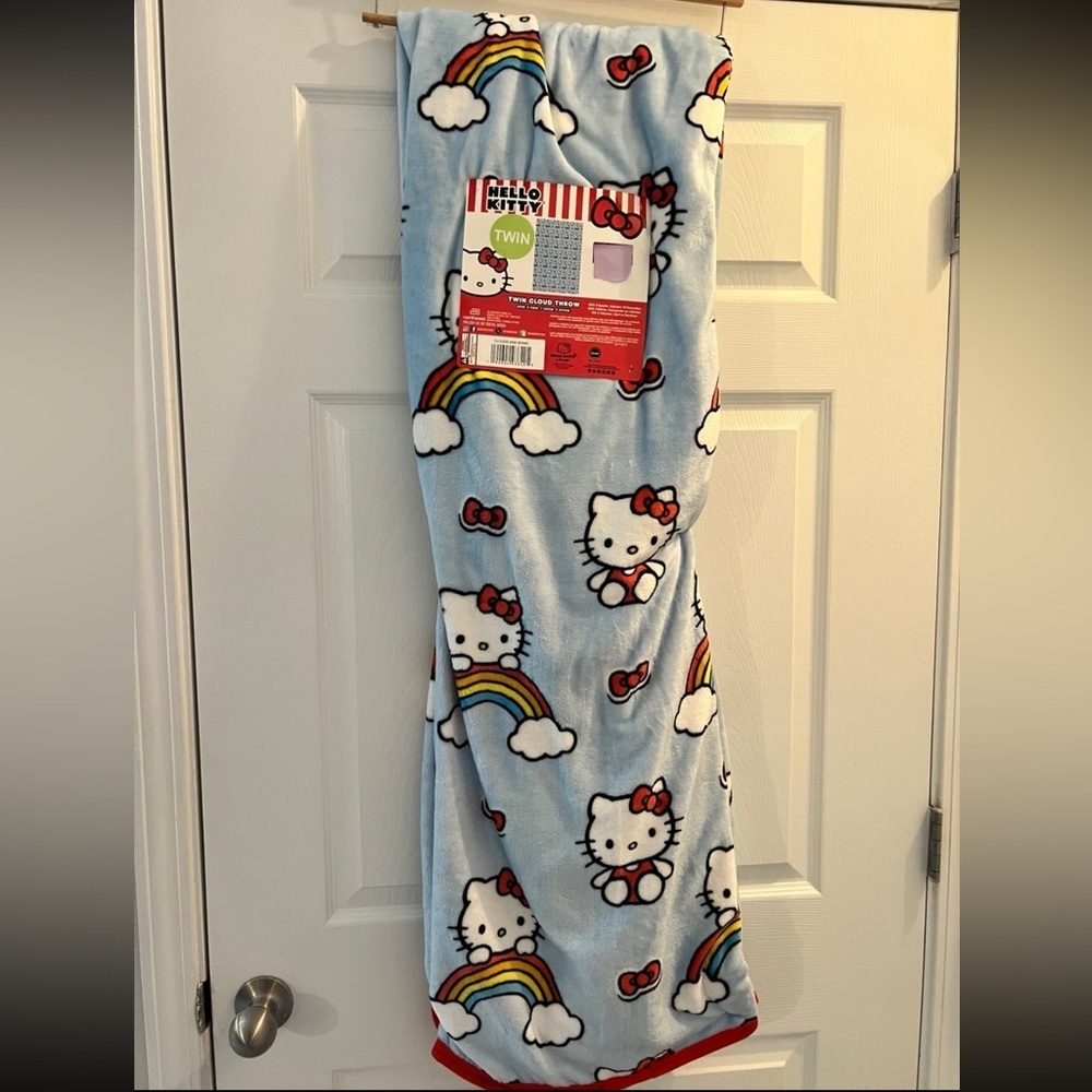 Hello Kitty Blue Rainbow Twin Size Blanket